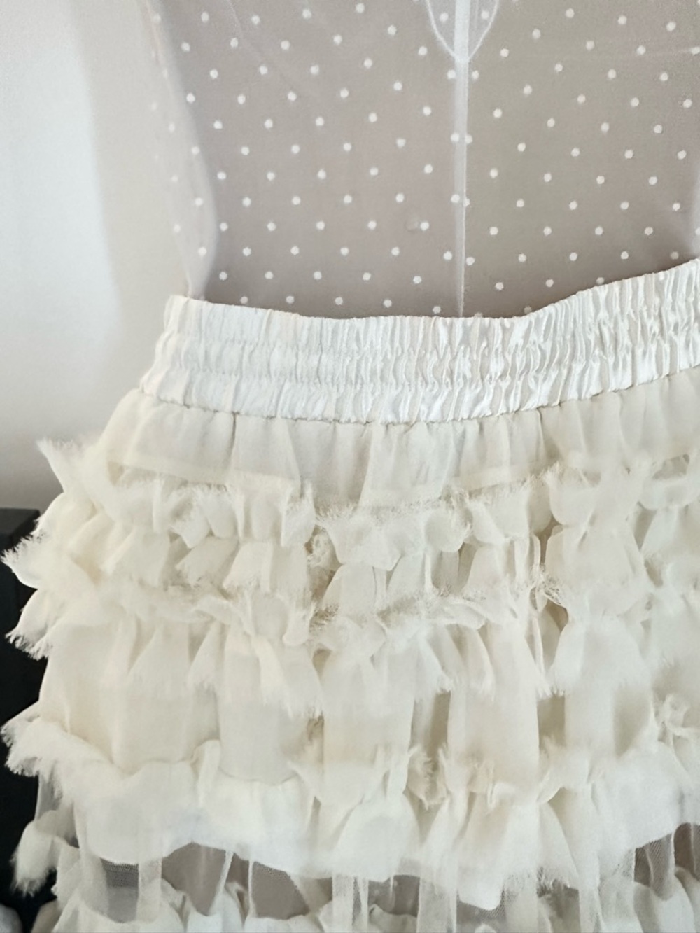 Vintage Women's White Ruffle Layered Mini Skirt - Unbranded - Picture 9 of 10